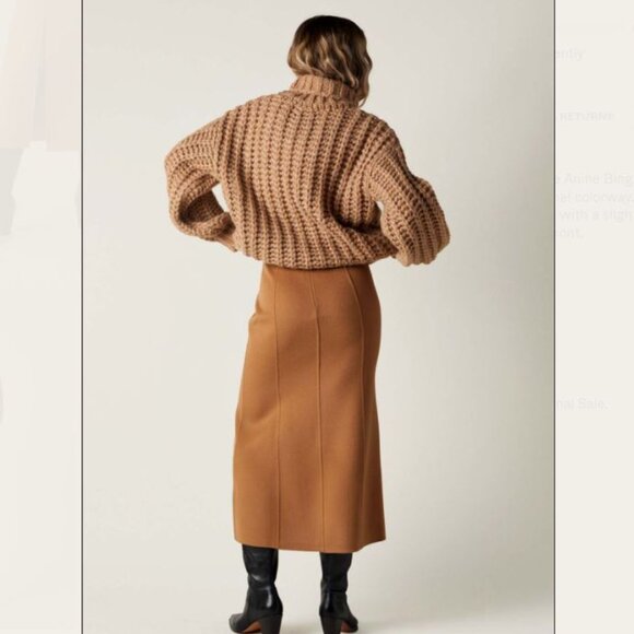 Anine Bing Lyn Wool Midi Skirt in Camel Sz XS - Picture 2 of 7